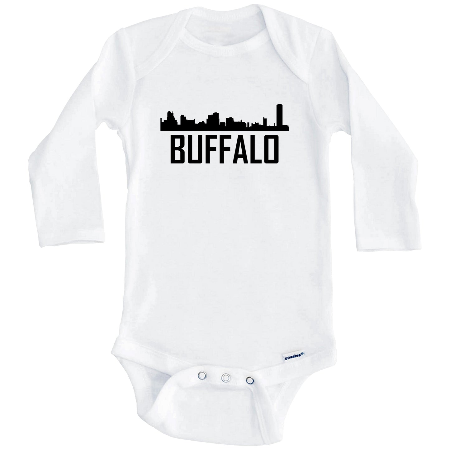 Buffalo New York Skyline Silhouette Baby Onesie (Long Sleeves)