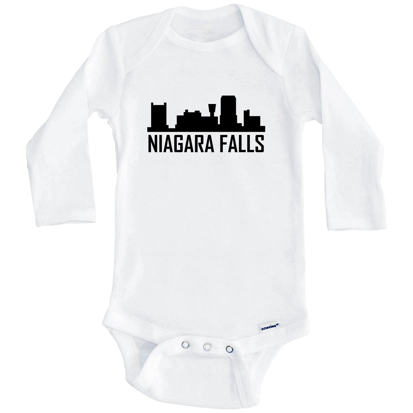 Niagara Falls New York Skyline Silhouette Baby Onesie (Long Sleeves)