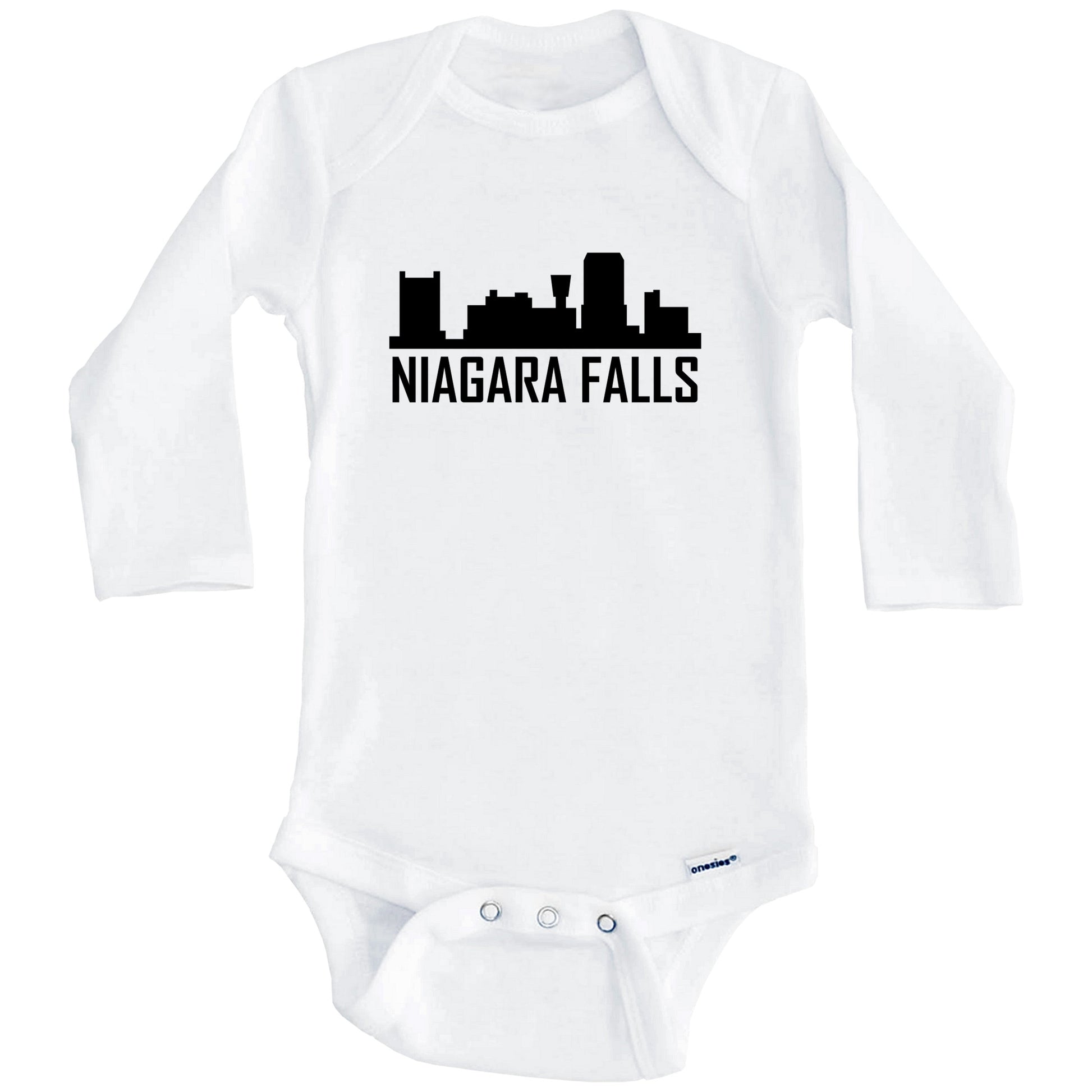Niagara Falls New York Skyline Silhouette Baby Onesie (Long Sleeves)