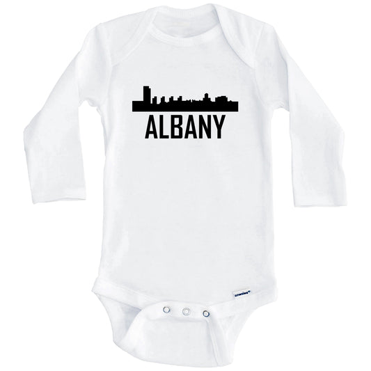 Albany New York Skyline Silhouette Baby Onesie (Long Sleeves)