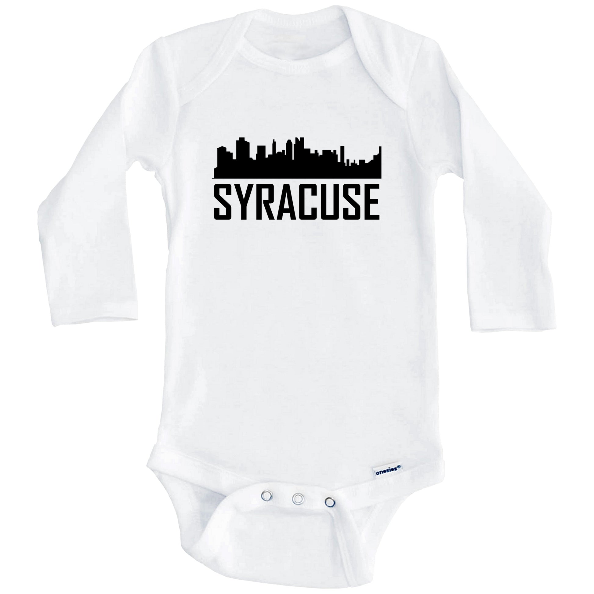 Syracuse New York Skyline Silhouette Baby Onesie (Long Sleeves)