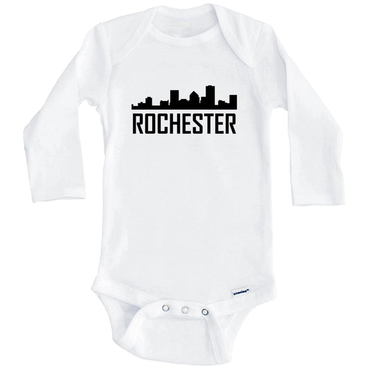Rochester New York Skyline Silhouette Baby Onesie (Long Sleeves)