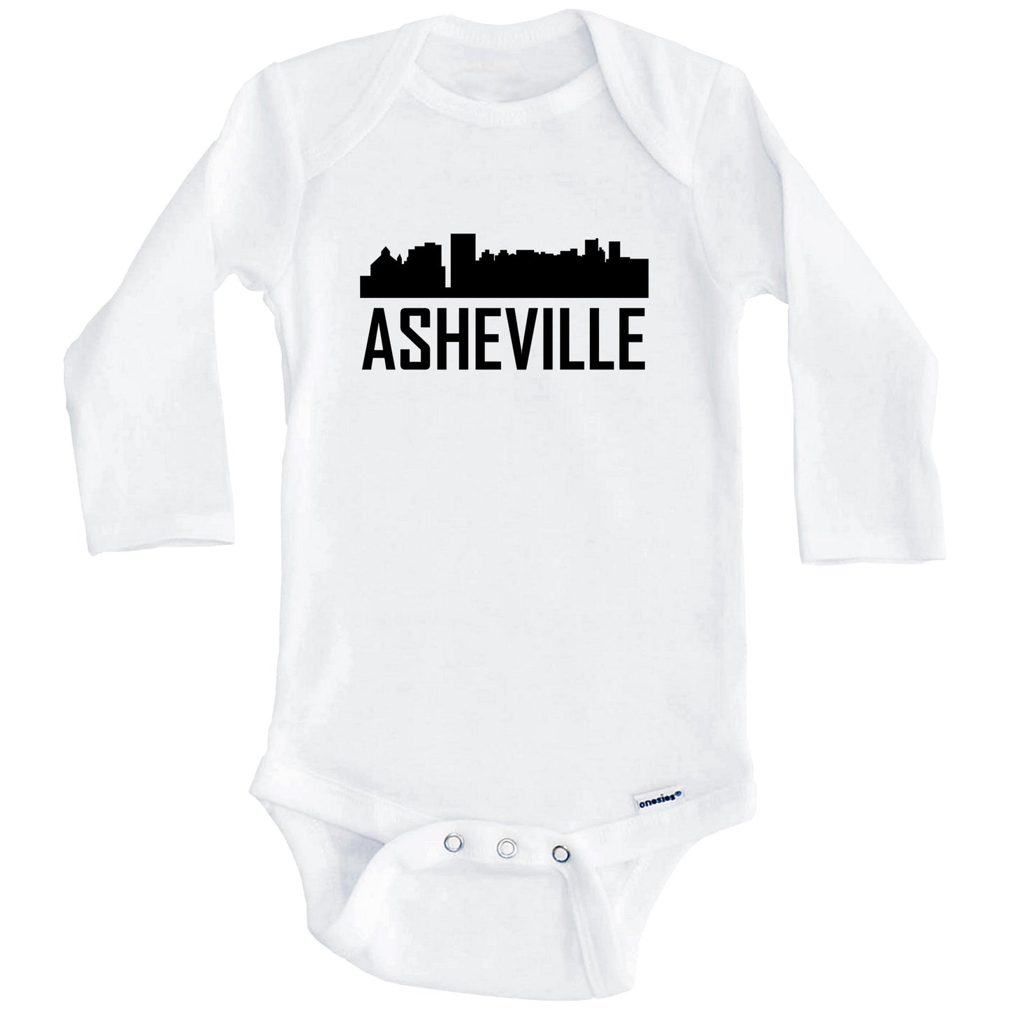 Asheville North Carolina Skyline Silhouette Baby Onesie (Long Sleeves)