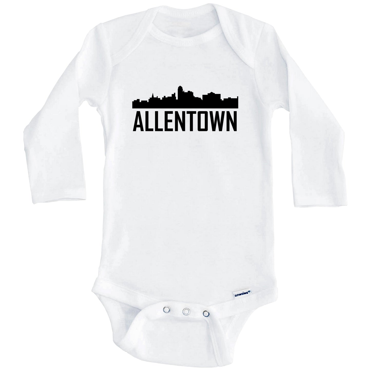 Allentown Pennsylvania Skyline Silhouette Baby Onesie (Long Sleeves)