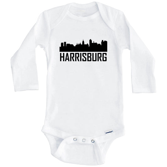 Harrisburg Pennsylvania Skyline Silhouette Baby Onesie (Long Sleeves)