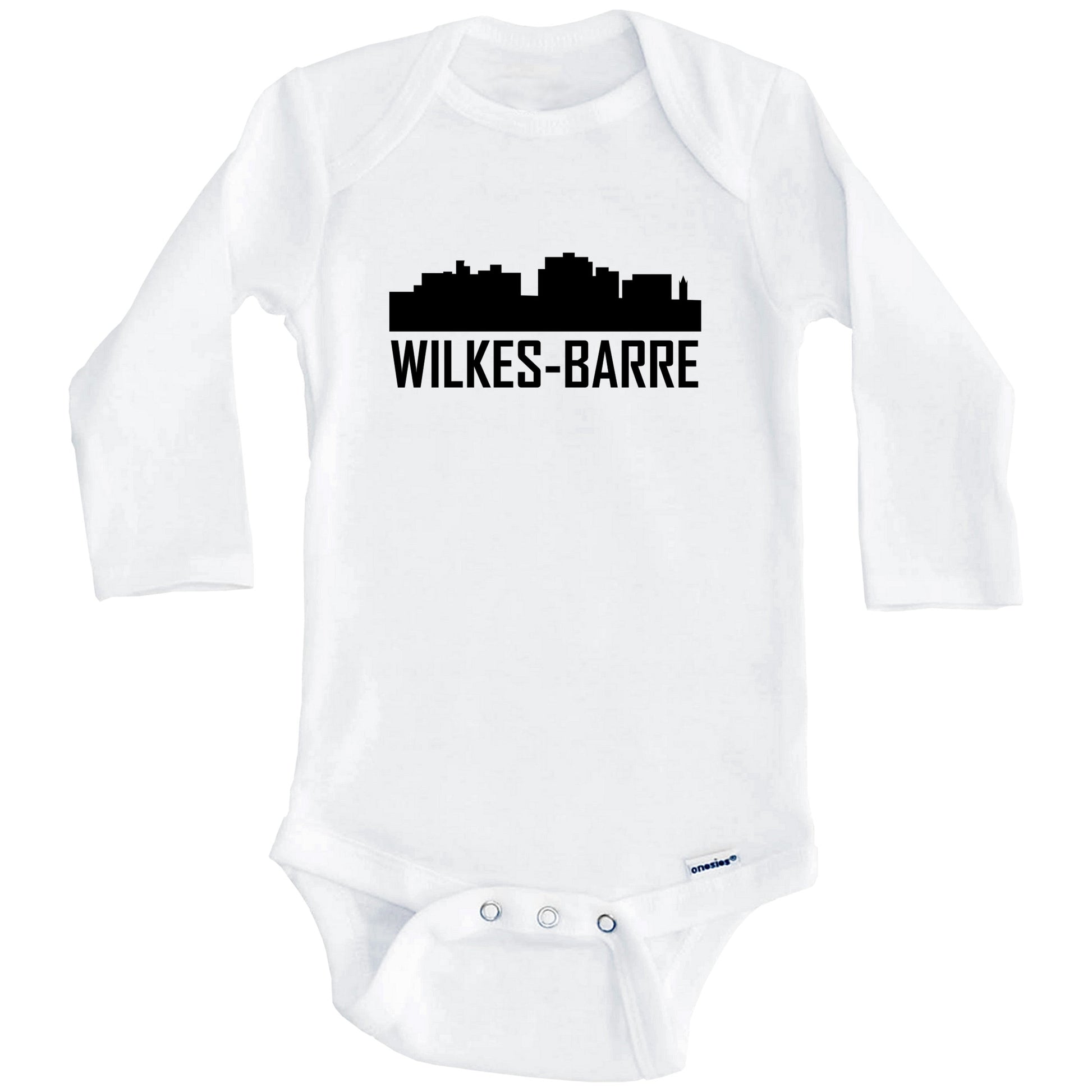 Wilkes-Barre Pennsylvania Skyline Silhouette Baby Onesie (Long Sleeves)