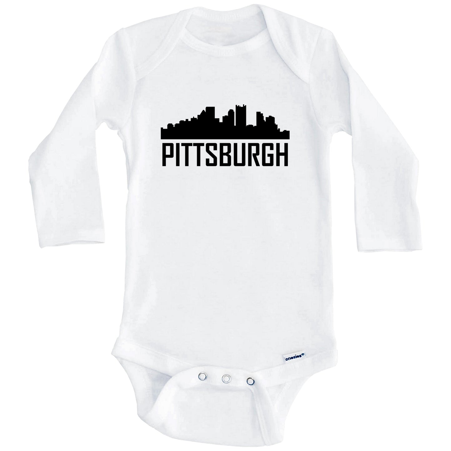 Pittsburgh Pennsylvania Skyline Silhouette Baby Onesie (Long Sleeves)