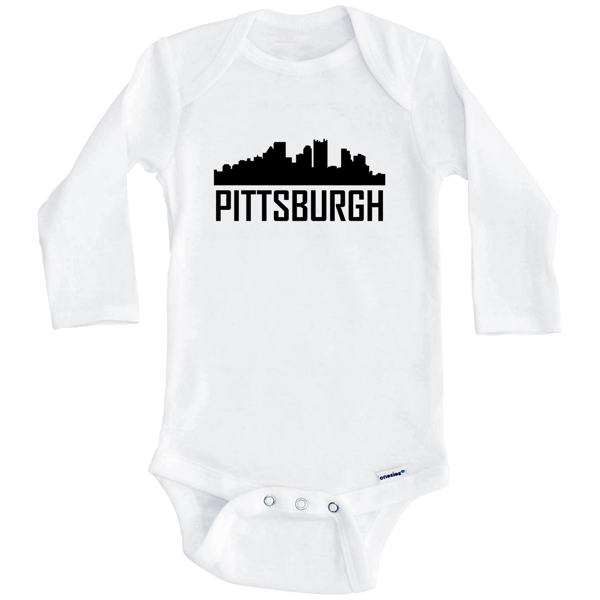 Pittsburgh Pennsylvania Skyline Silhouette Baby Onesie (Long Sleeves)