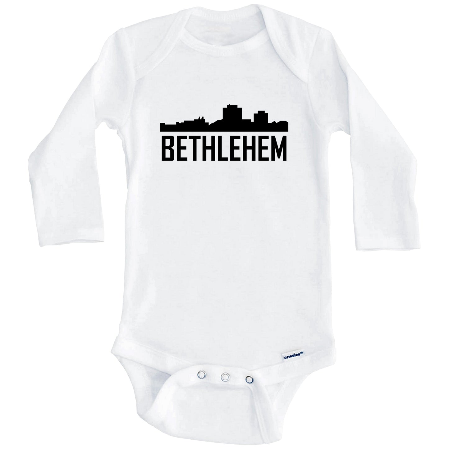 Bethlehem Pennsylvania Skyline Silhouette Baby Onesie (Long Sleeves)