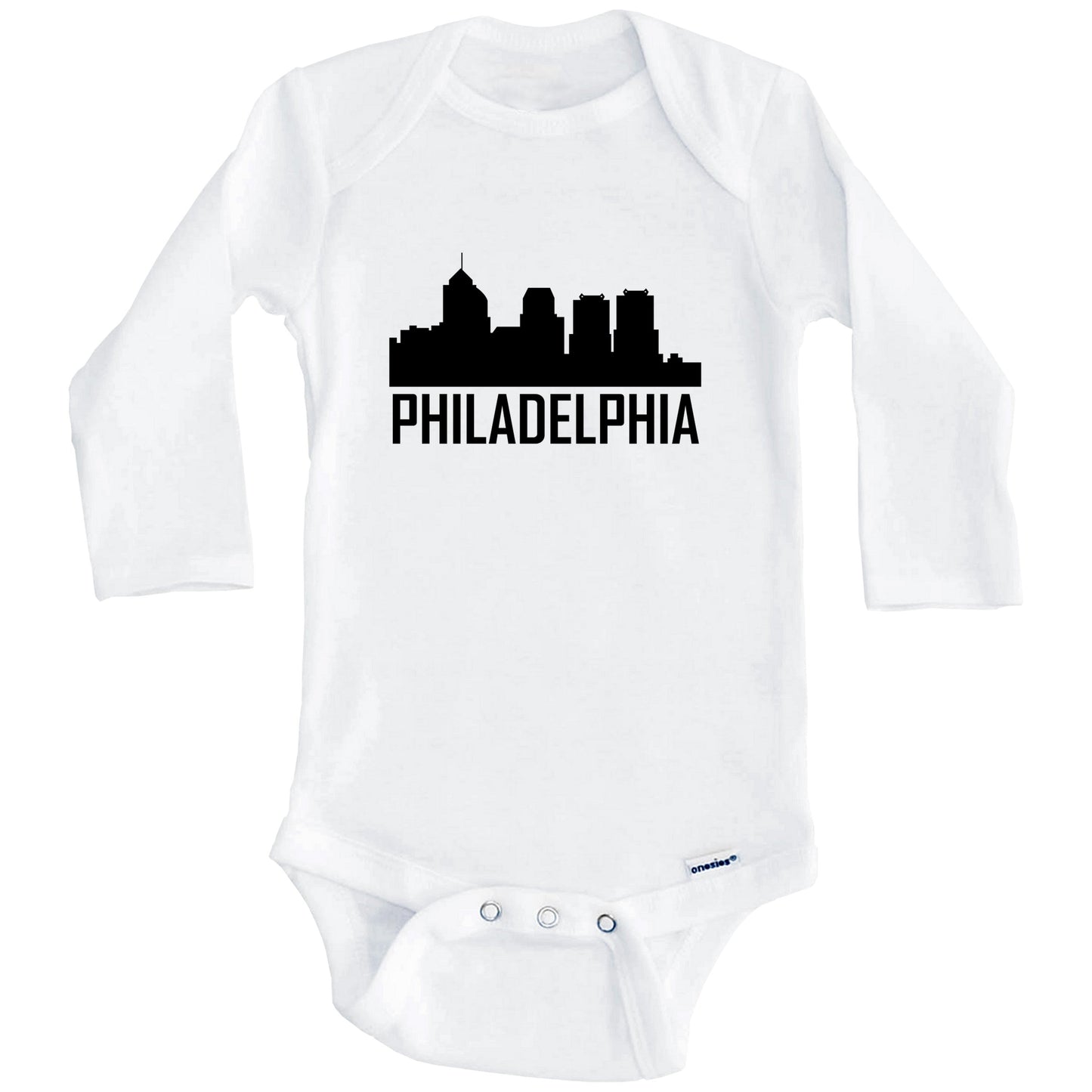 Philadelphia Pennsylvania Skyline Silhouette Baby Onesie (Long Sleeves)