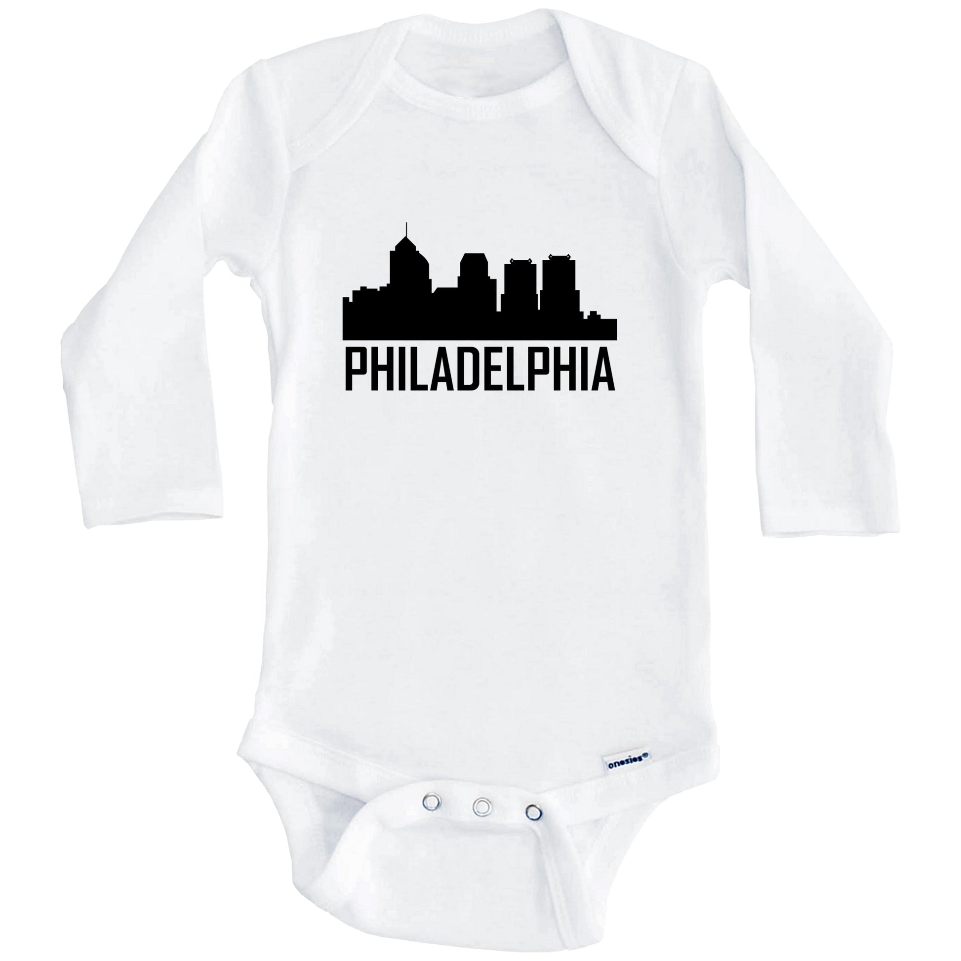 Philadelphia Pennsylvania Skyline Silhouette Baby Onesie (Long Sleeves)