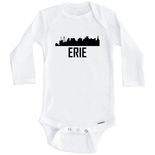 Erie Pennsylvania Skyline Silhouette Baby Onesie (Long Sleeves)