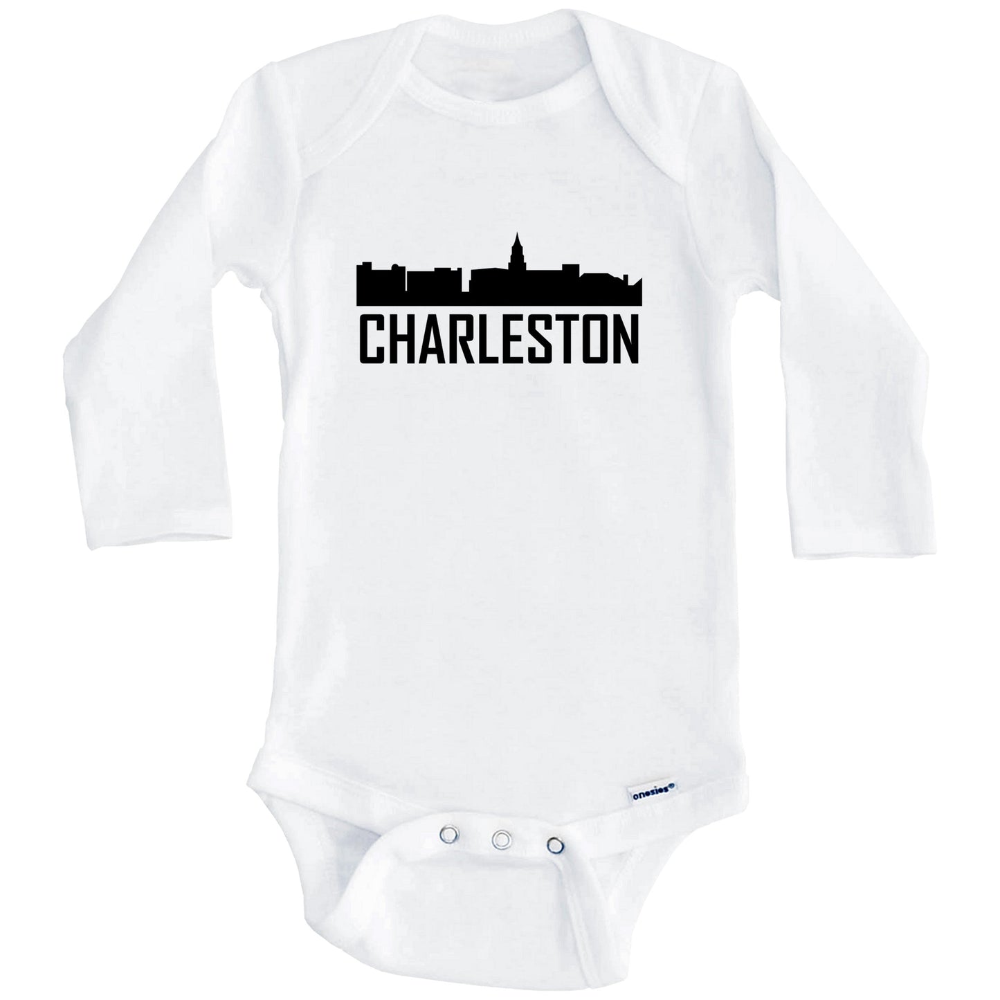 Charleston South Carolina Skyline Silhouette Baby Onesie (Long Sleeves)