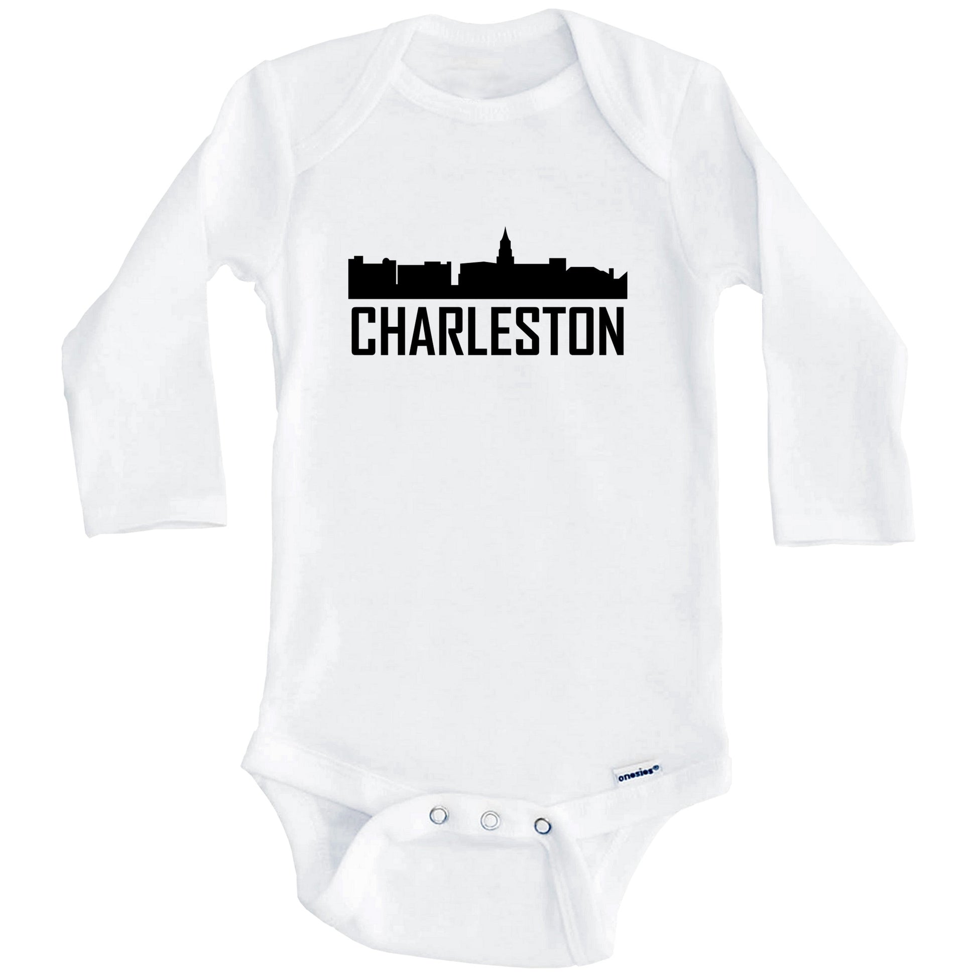 Charleston South Carolina Skyline Silhouette Baby Onesie (Long Sleeves)