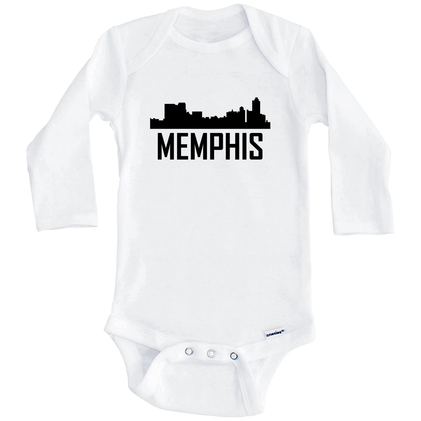 Memphis Tennessee Skyline Silhouette Baby Onesie (Long Sleeves)