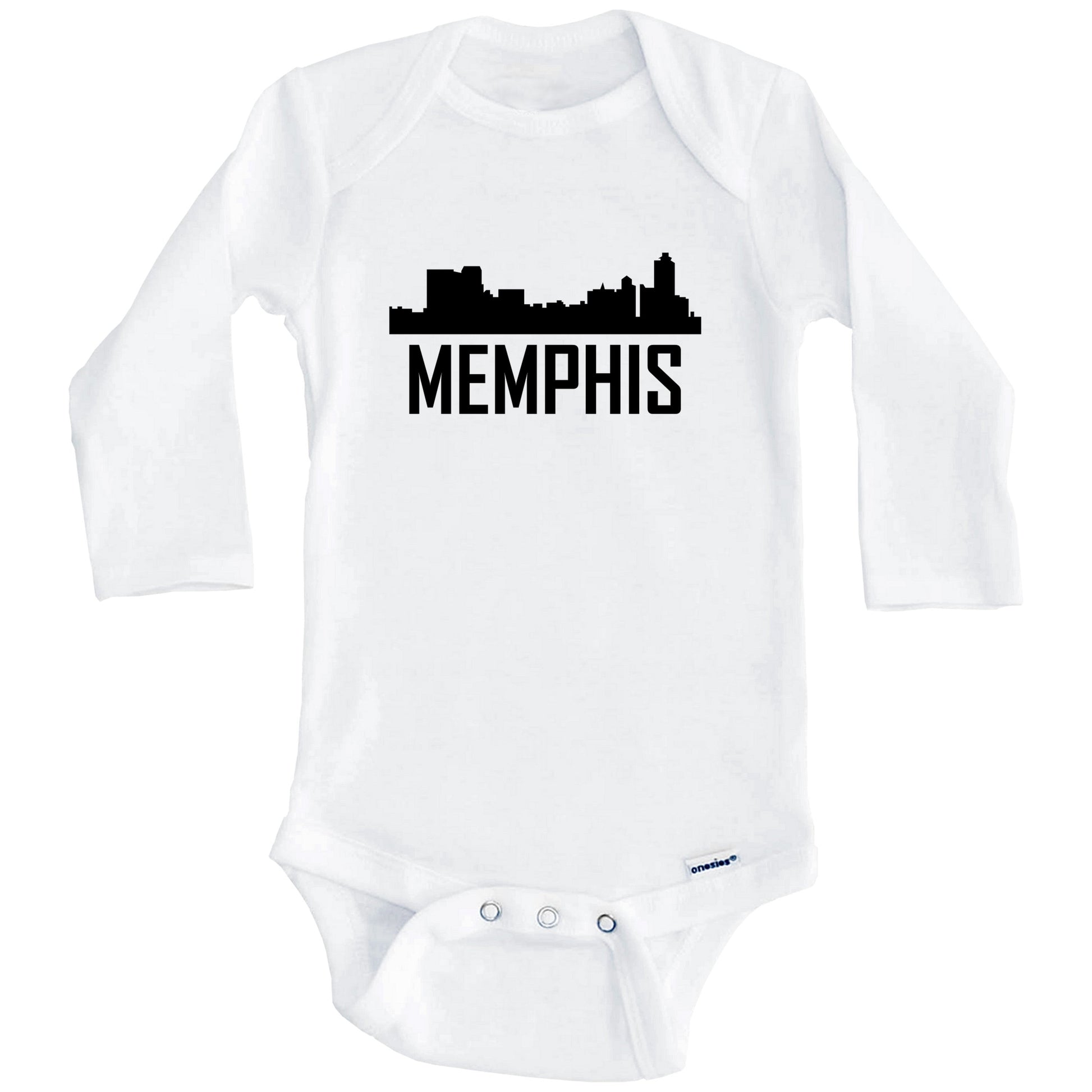 Memphis Tennessee Skyline Silhouette Baby Onesie (Long Sleeves)
