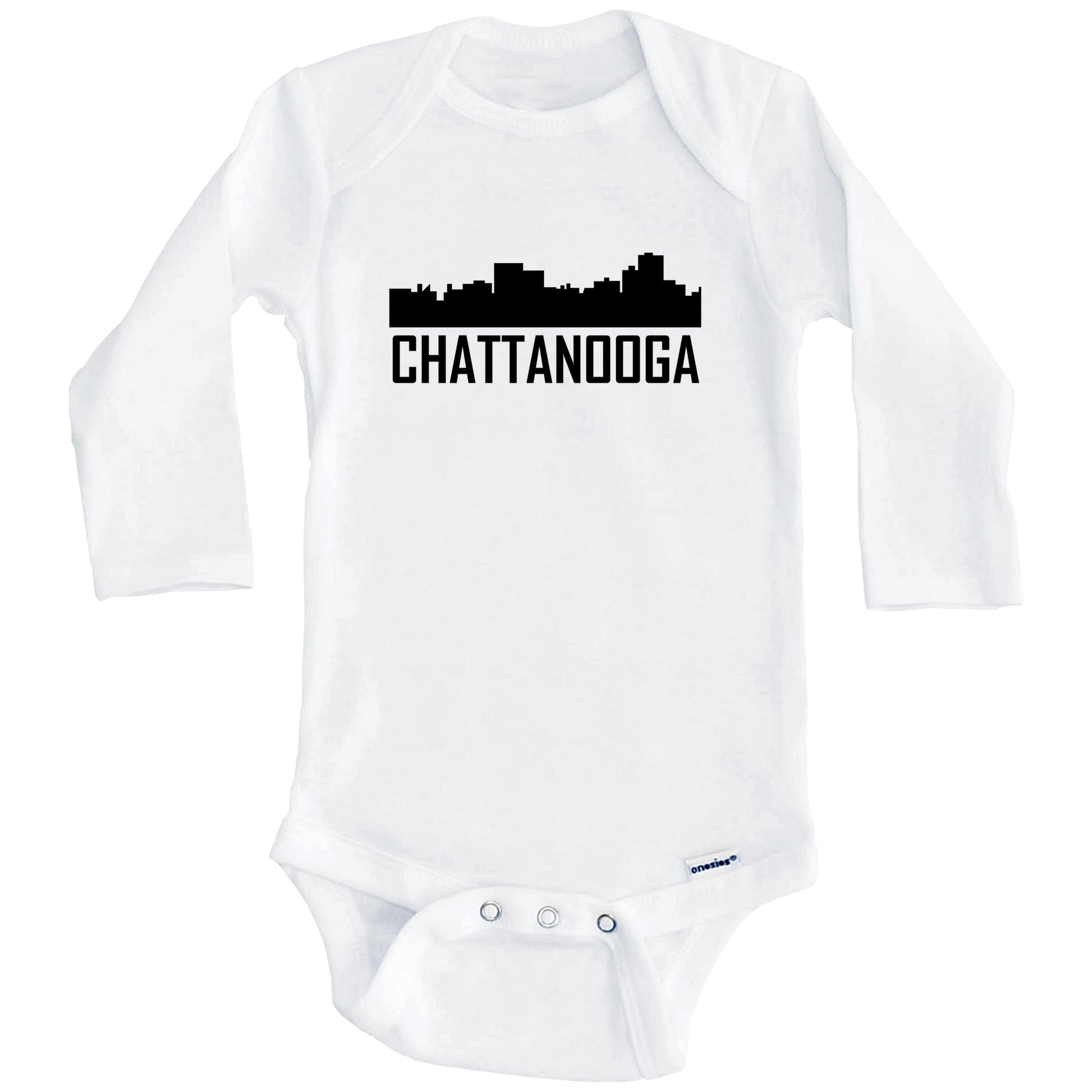 Chattanooga Tennessee Skyline Silhouette Baby Onesie (Long Sleeves)