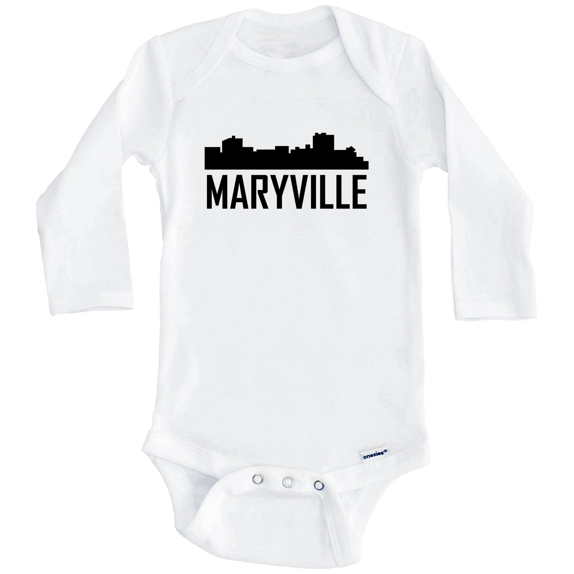 Maryville Tennessee Skyline Silhouette Baby Onesie (Long Sleeves)