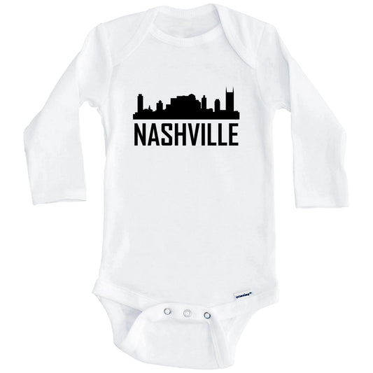 Nashville Tennessee Skyline Silhouette Baby Onesie (Long Sleeves)