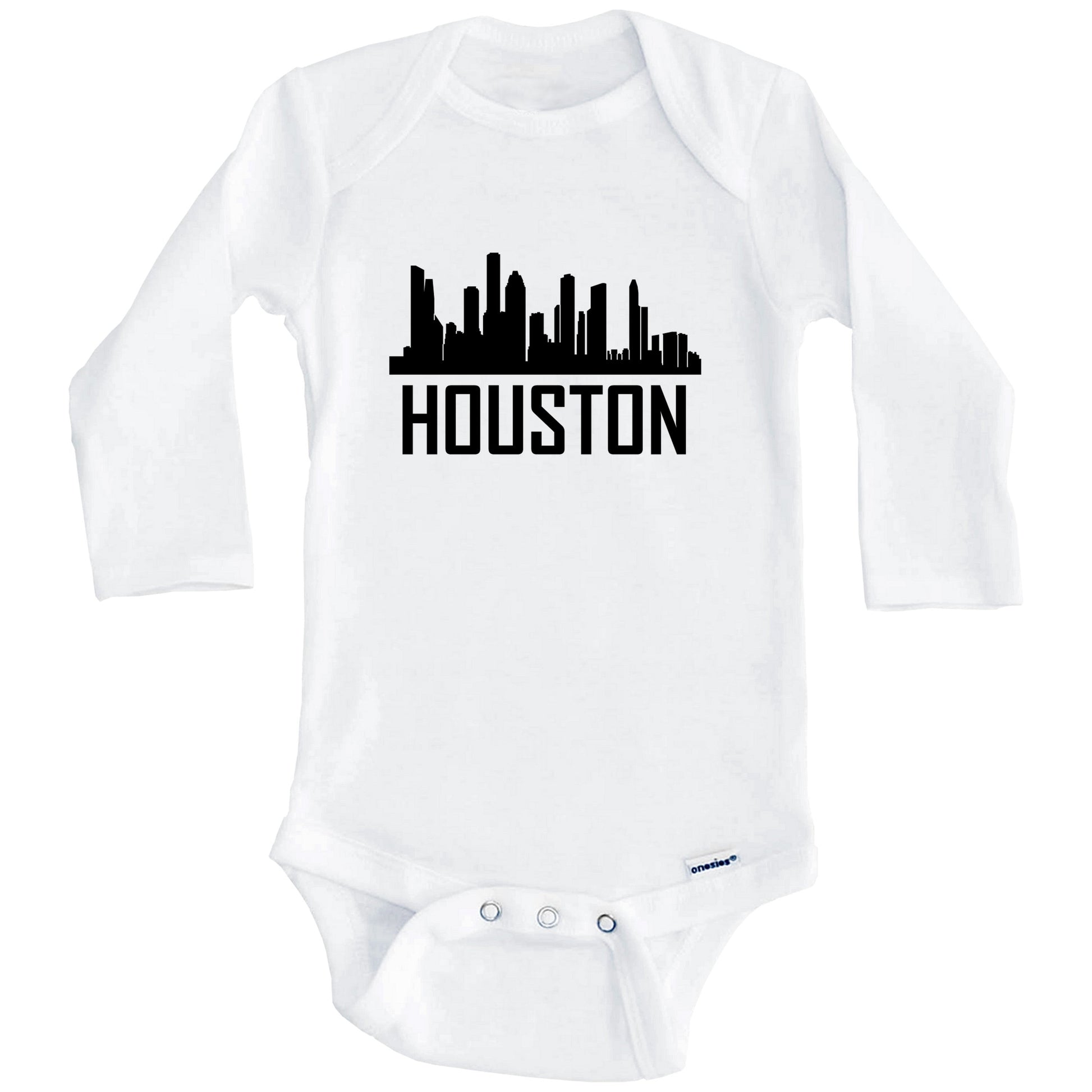 Houston Texas Skyline Silhouette Baby Onesie (Long Sleeves)