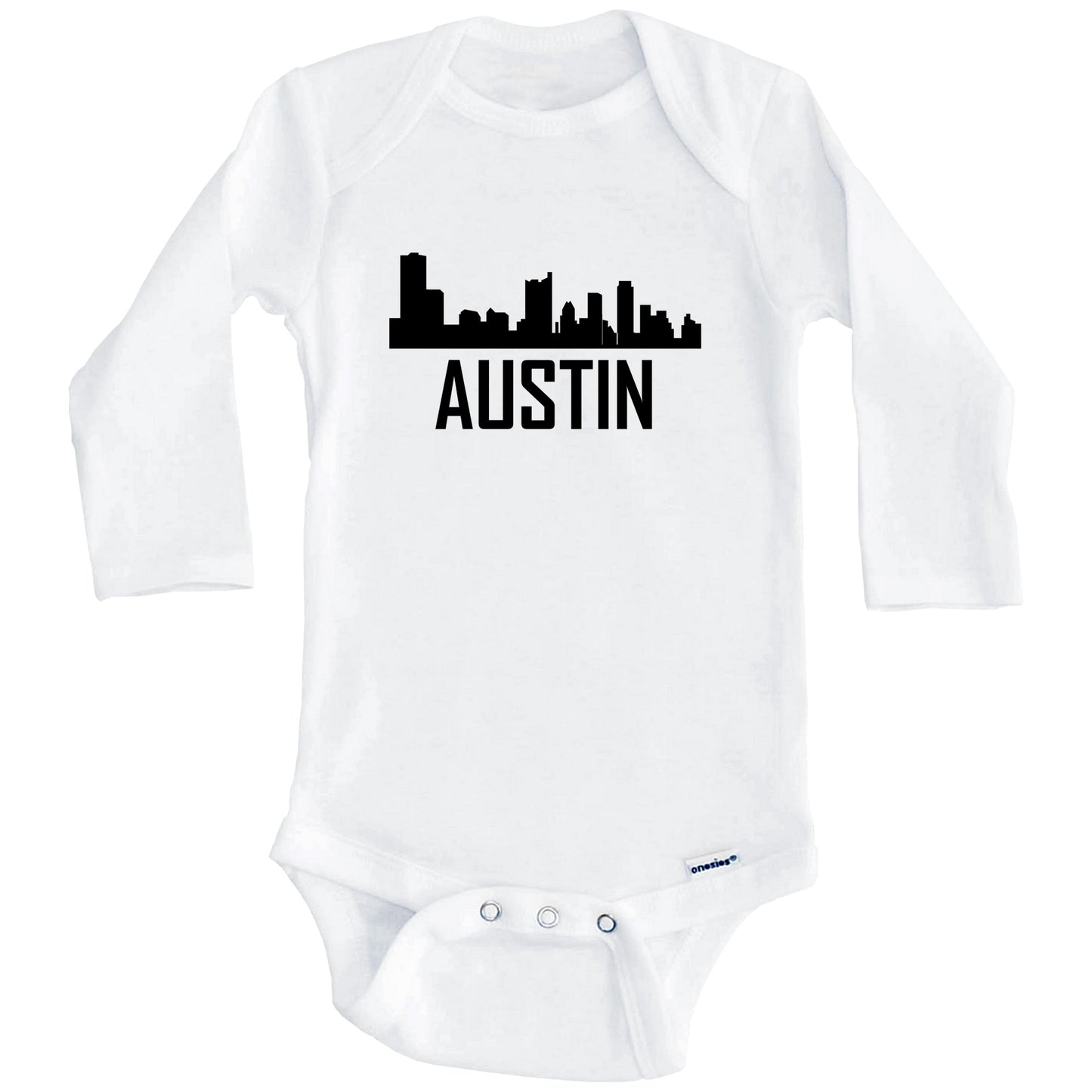 Austin Texas Skyline Silhouette Baby Onesie (Long Sleeves)