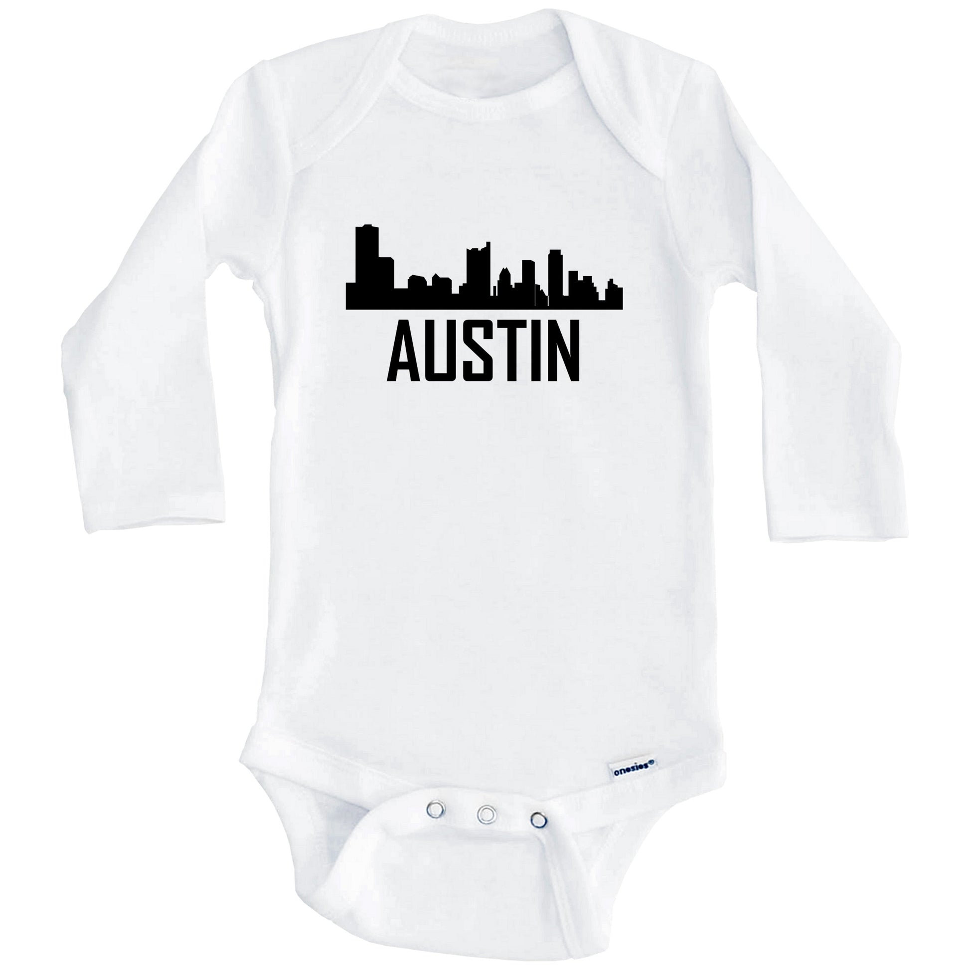 Austin Texas Skyline Silhouette Baby Onesie (Long Sleeves)