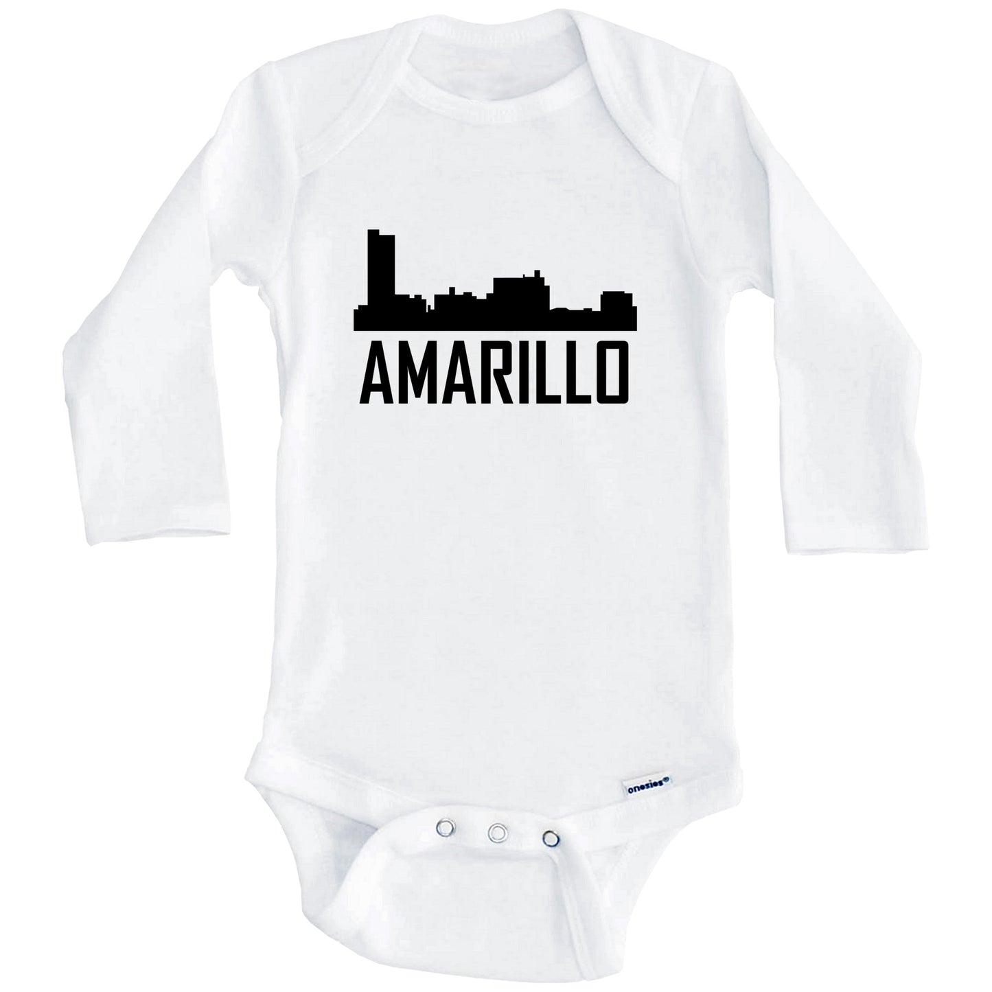 Amarillo Texas Skyline Silhouette Baby Onesie (Long Sleeves)