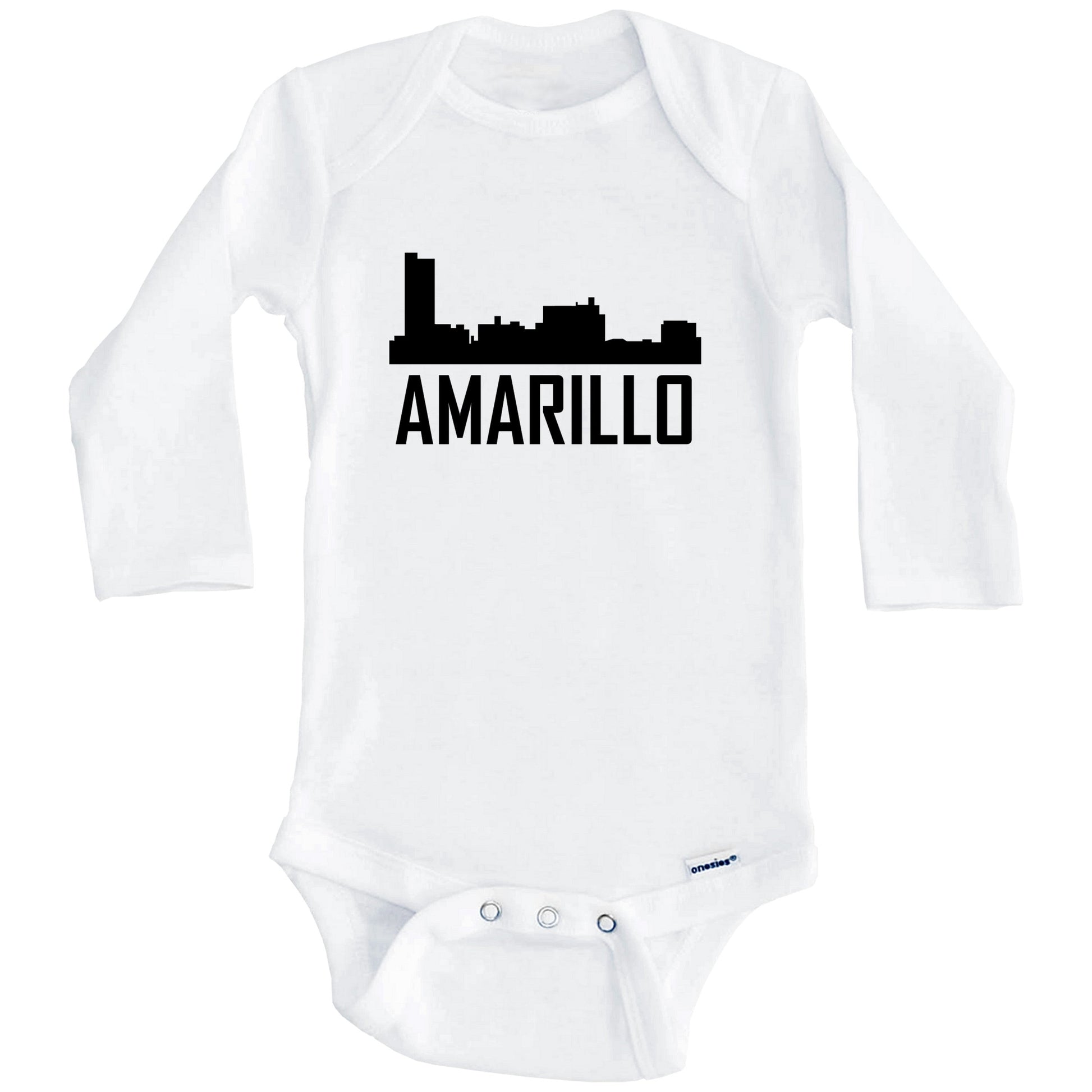 Amarillo Texas Skyline Silhouette Baby Onesie (Long Sleeves)