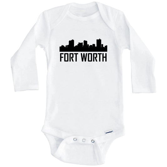 Fort Worth Texas Skyline Silhouette Baby Onesie (Long Sleeves)