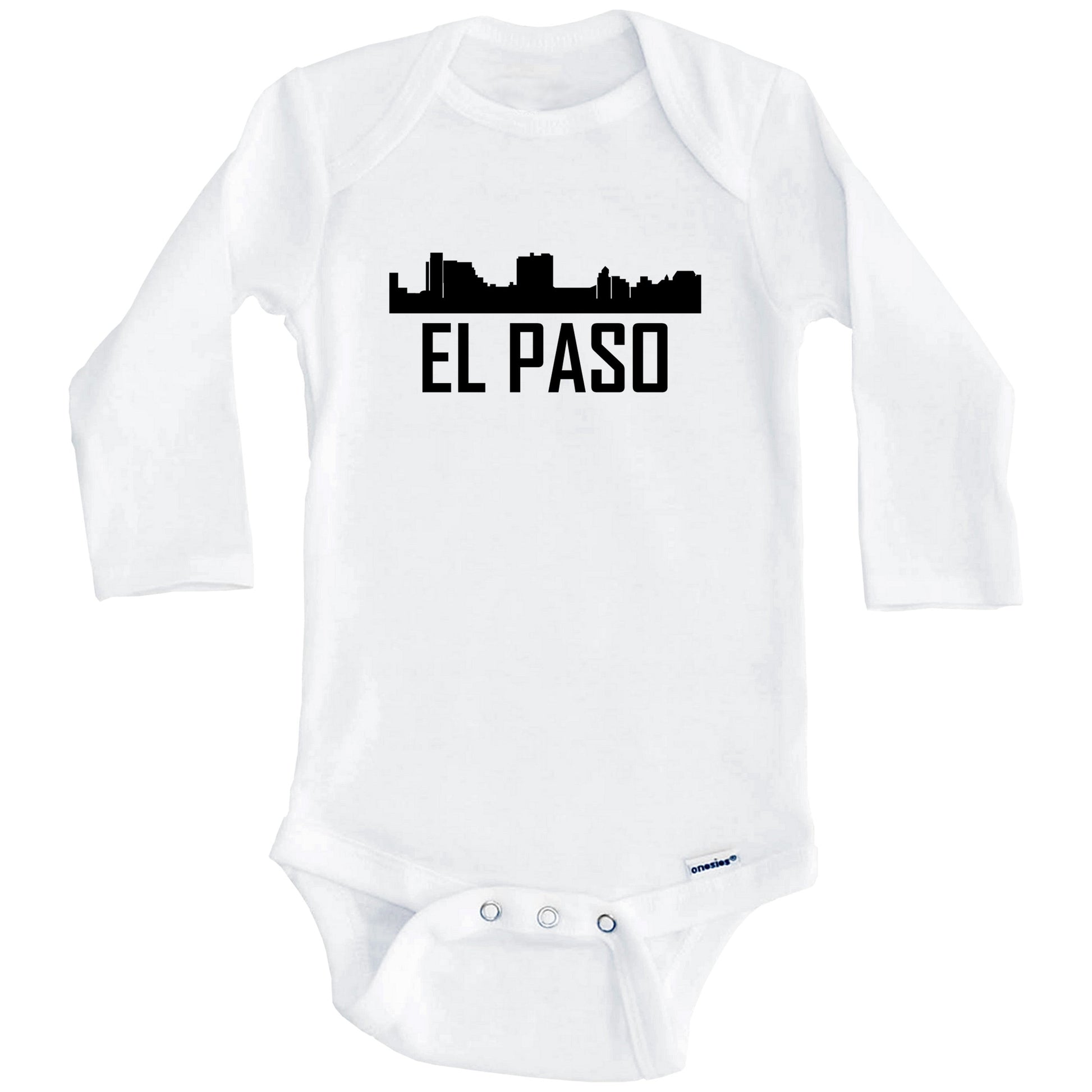 El Paso Texas Skyline Silhouette Baby Onesie (Long Sleeves)