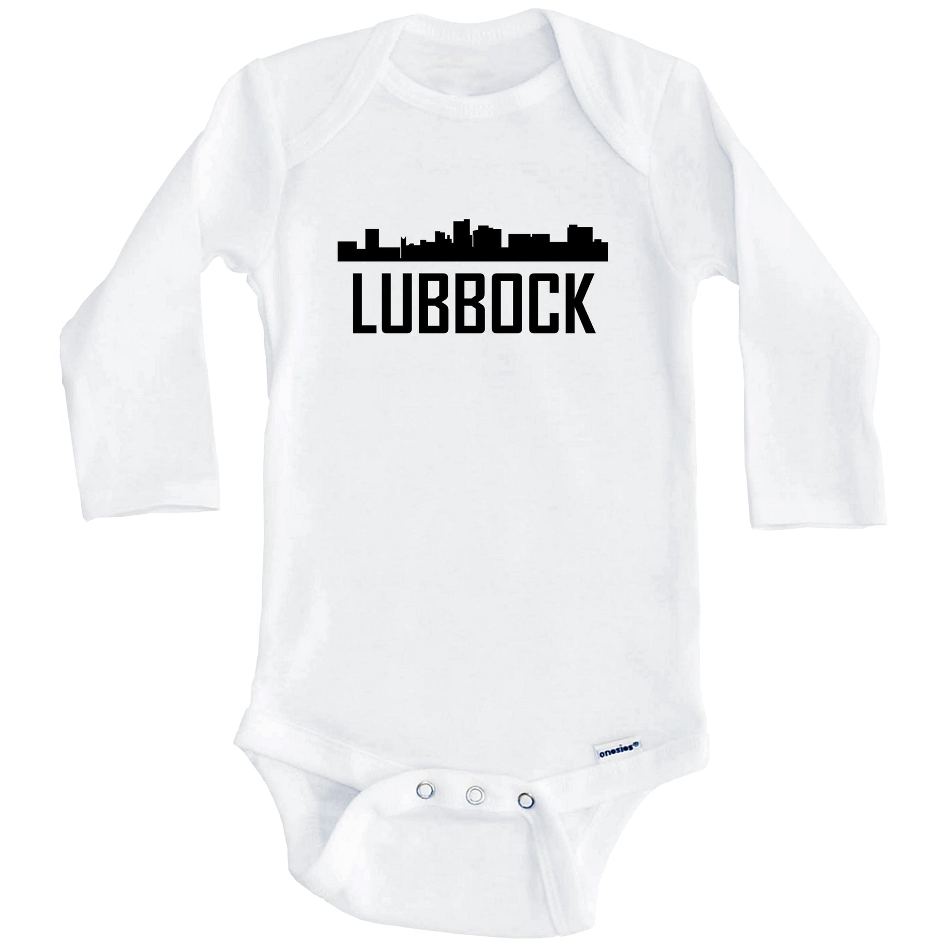 Lubbock Texas Skyline Silhouette Baby Onesie (Long Sleeves)