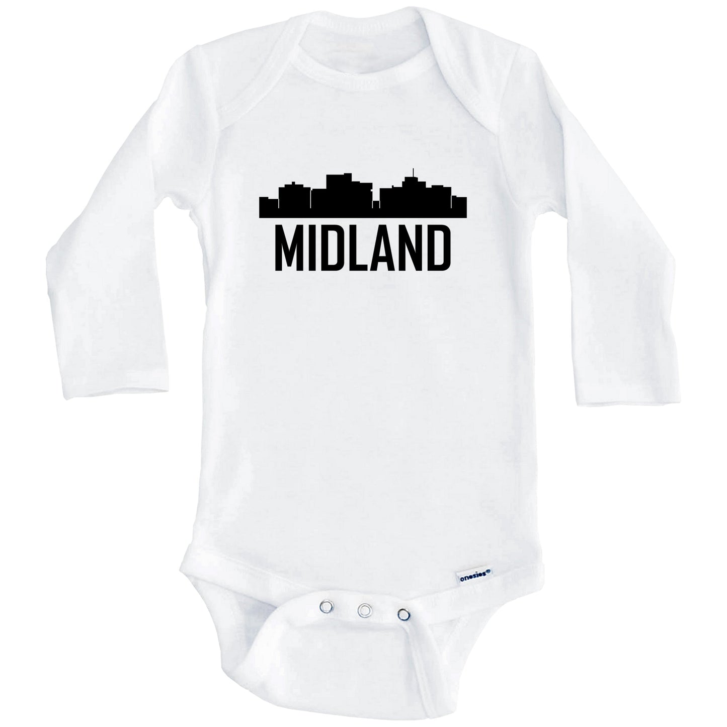 Midland Texas Skyline Silhouette Baby Onesie (Long Sleeves)