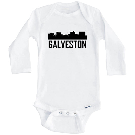 Galveston Texas Skyline Silhouette Baby Onesie (Long Sleeves)