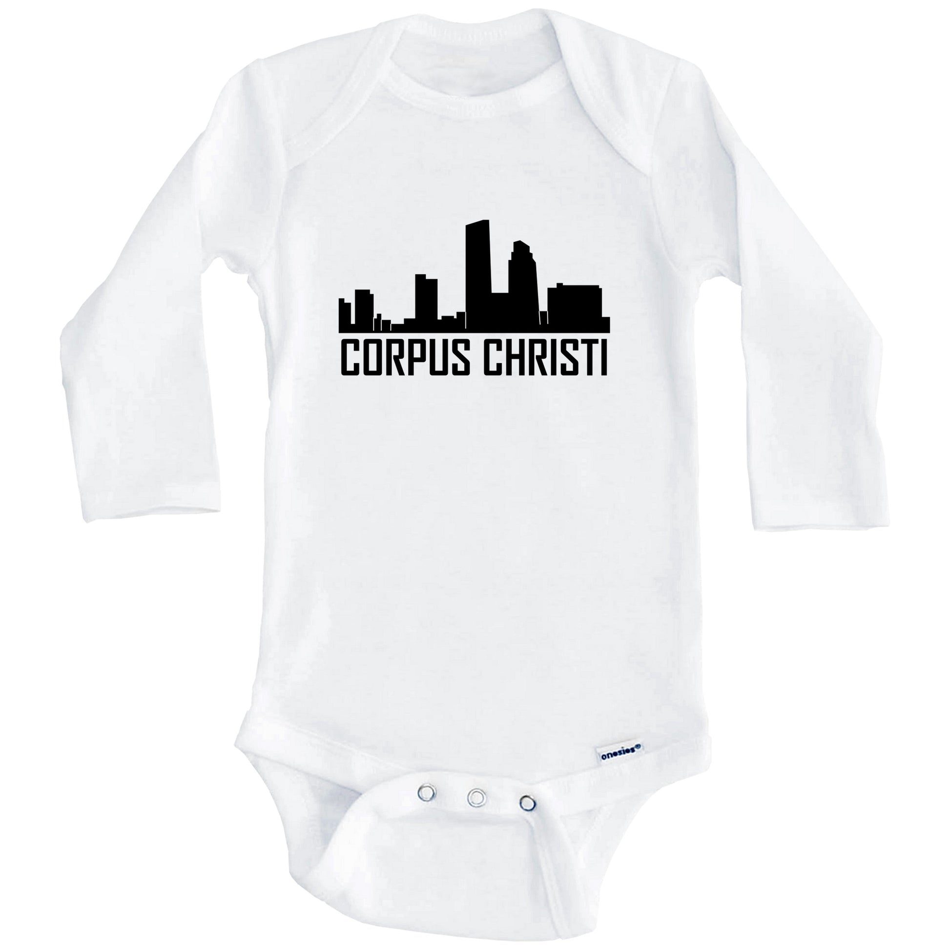 Corpus Christi Texas Skyline Silhouette Baby Onesie (Long Sleeves)