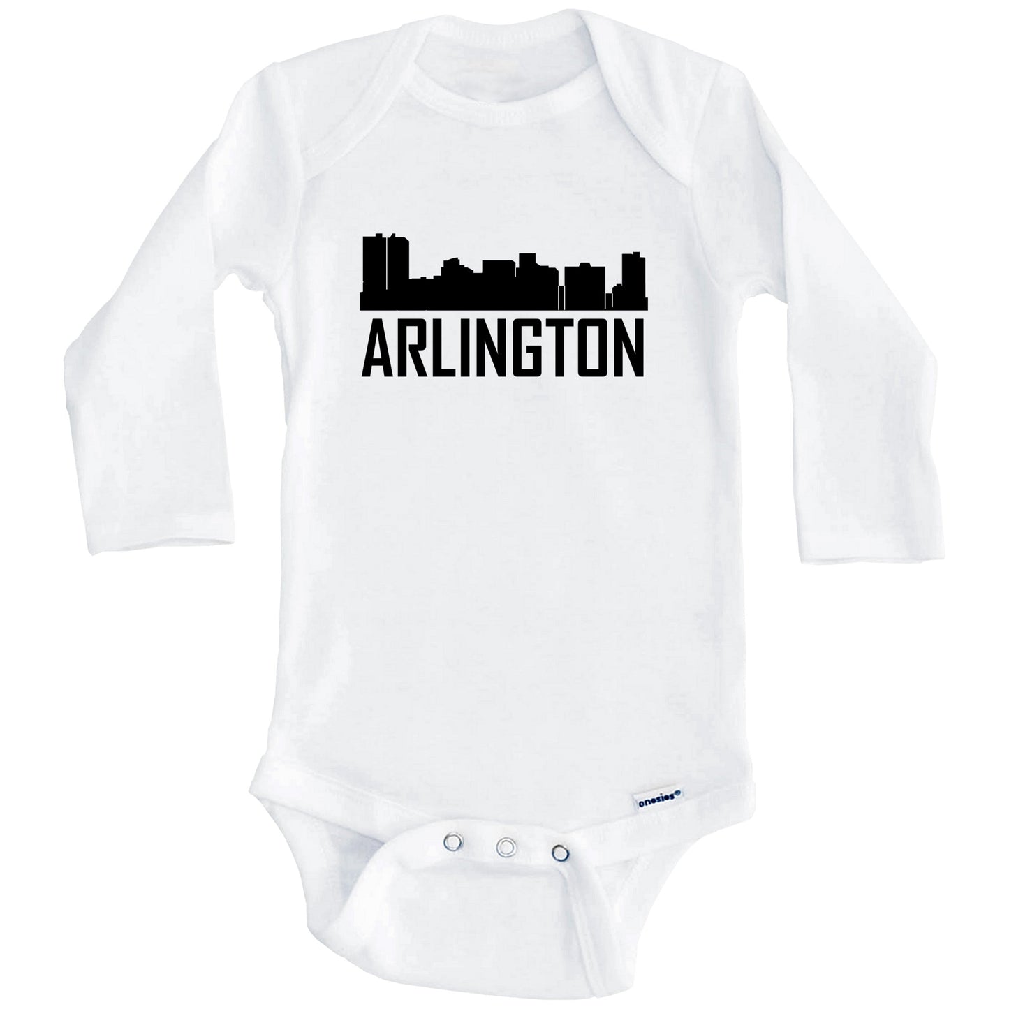 Arlington Texas Skyline Silhouette Baby Onesie (Long Sleeves)