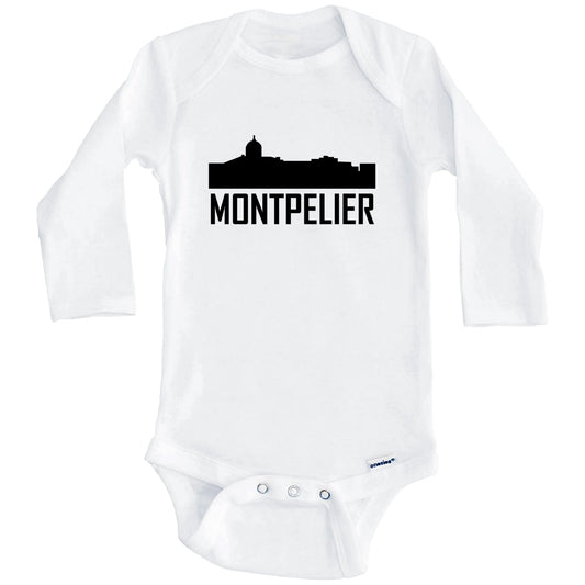 Montpelier Vermont Skyline Silhouette Baby Onesie (Long Sleeves)