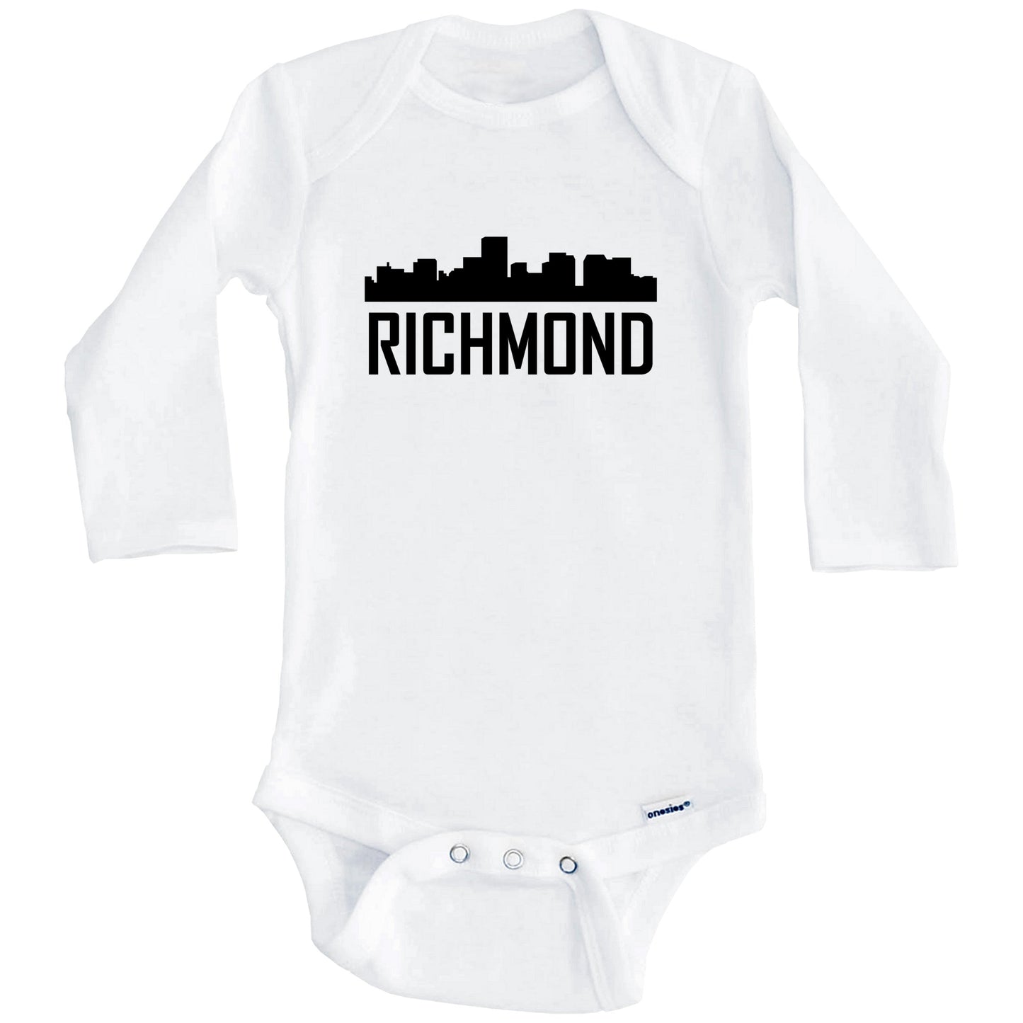 Richmond Virginia Skyline Silhouette Baby Onesie (Long Sleeves)