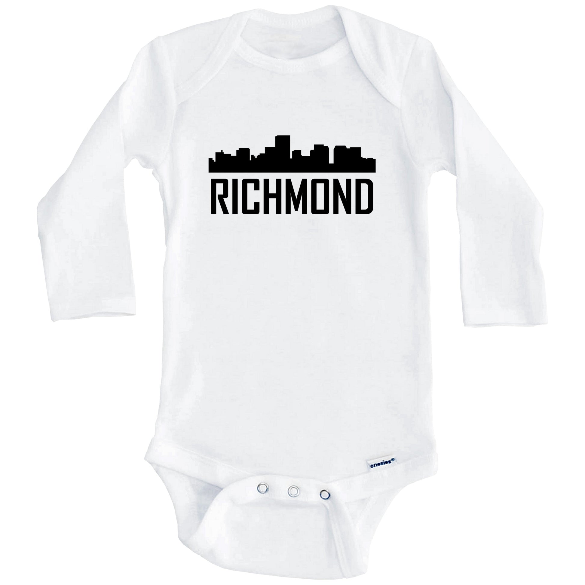 Richmond Virginia Skyline Silhouette Baby Onesie (Long Sleeves)