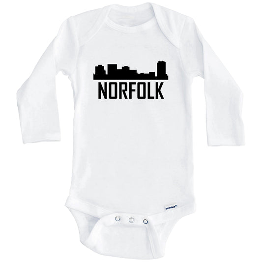 Norfolk Virginia Skyline Silhouette Baby Onesie (Long Sleeves)