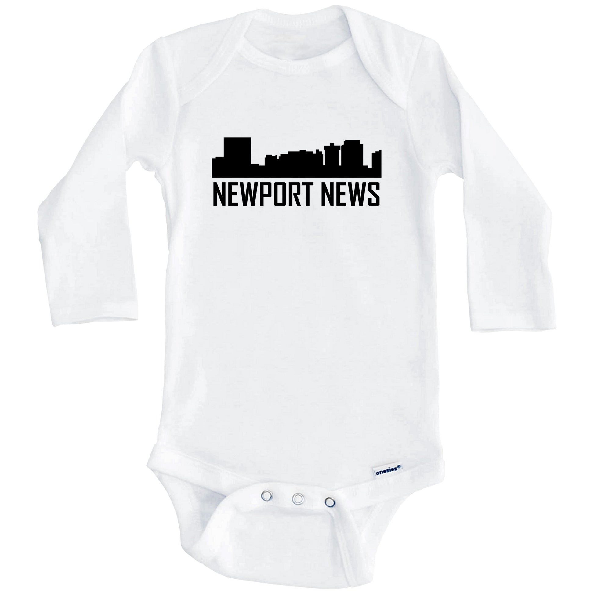 Newport News Virginia Skyline Silhouette Baby Onesie (Long Sleeves)