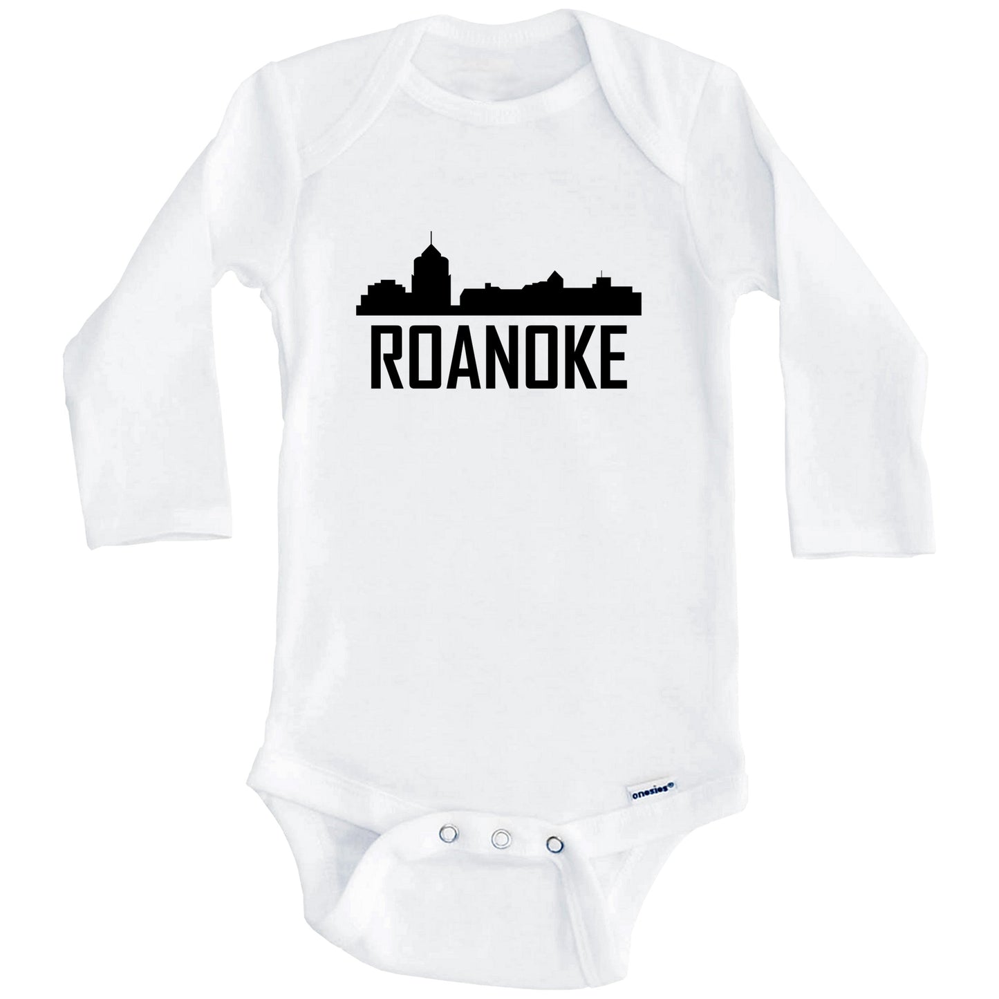 Roanoke Virginia Skyline Silhouette Baby Onesie (Long Sleeves)