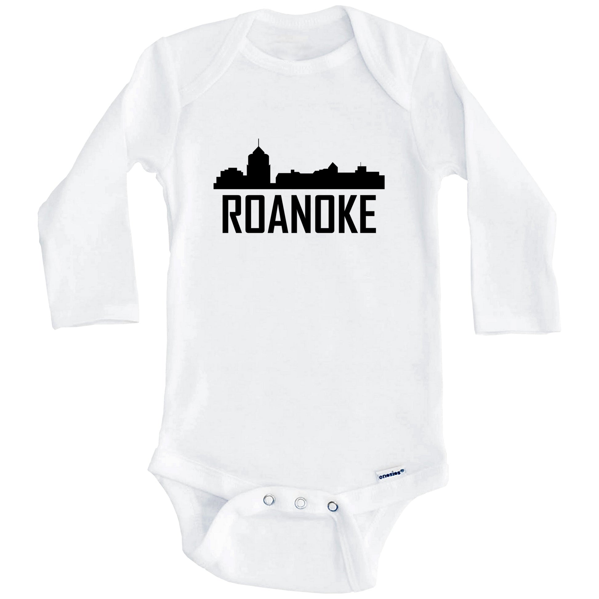 Roanoke Virginia Skyline Silhouette Baby Onesie (Long Sleeves)