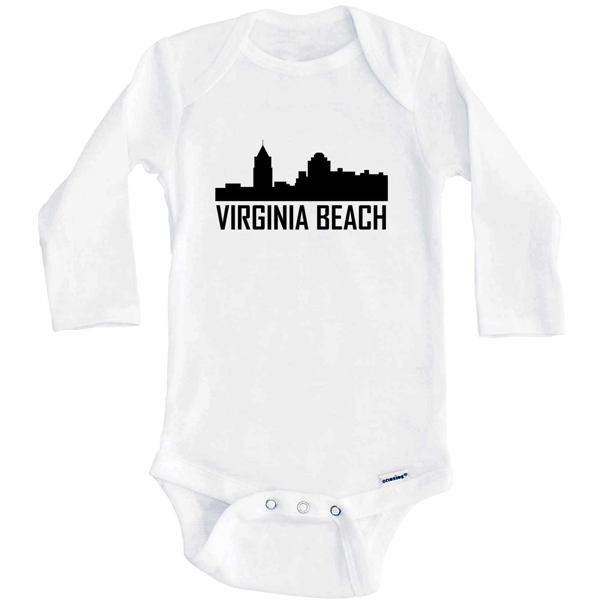 Virginia Beach Virginia Skyline Silhouette Baby Onesie (Long Sleeves)