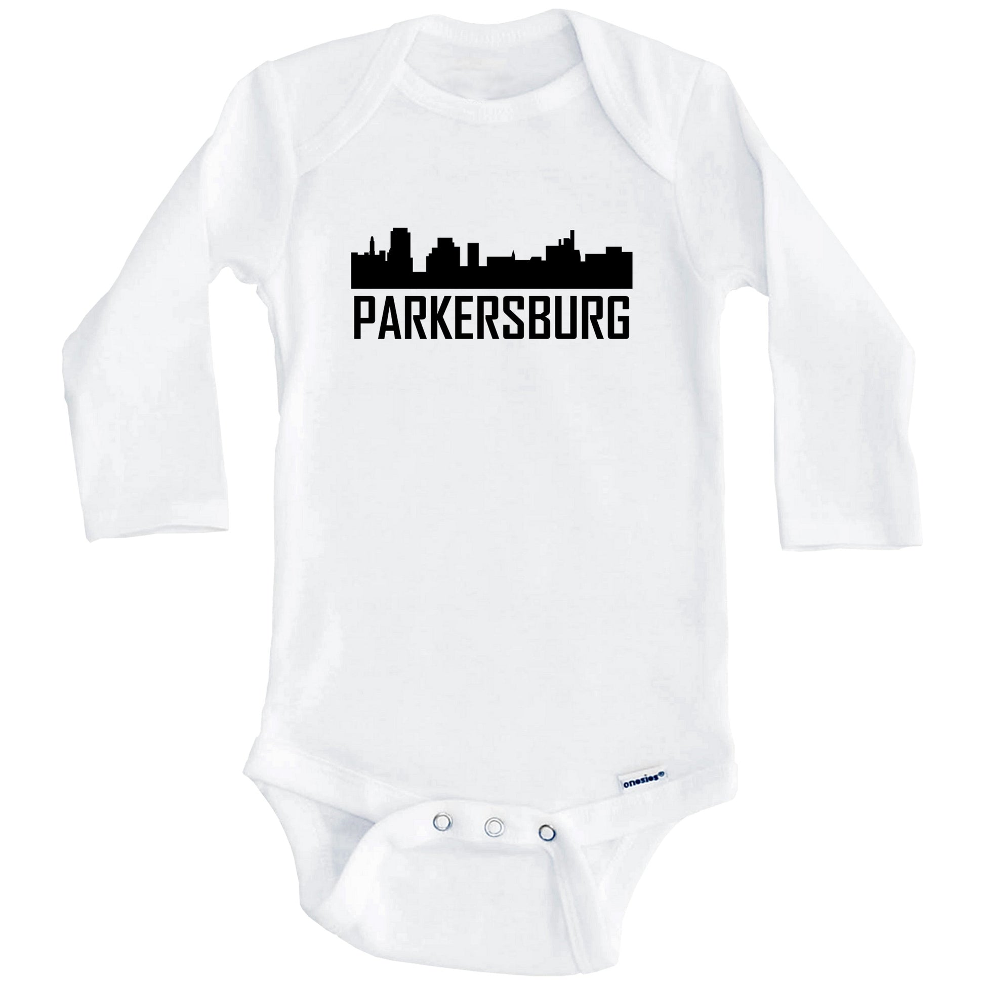 Parkersburg West Virginia Skyline Silhouette Baby Onesie (Long Sleeves)