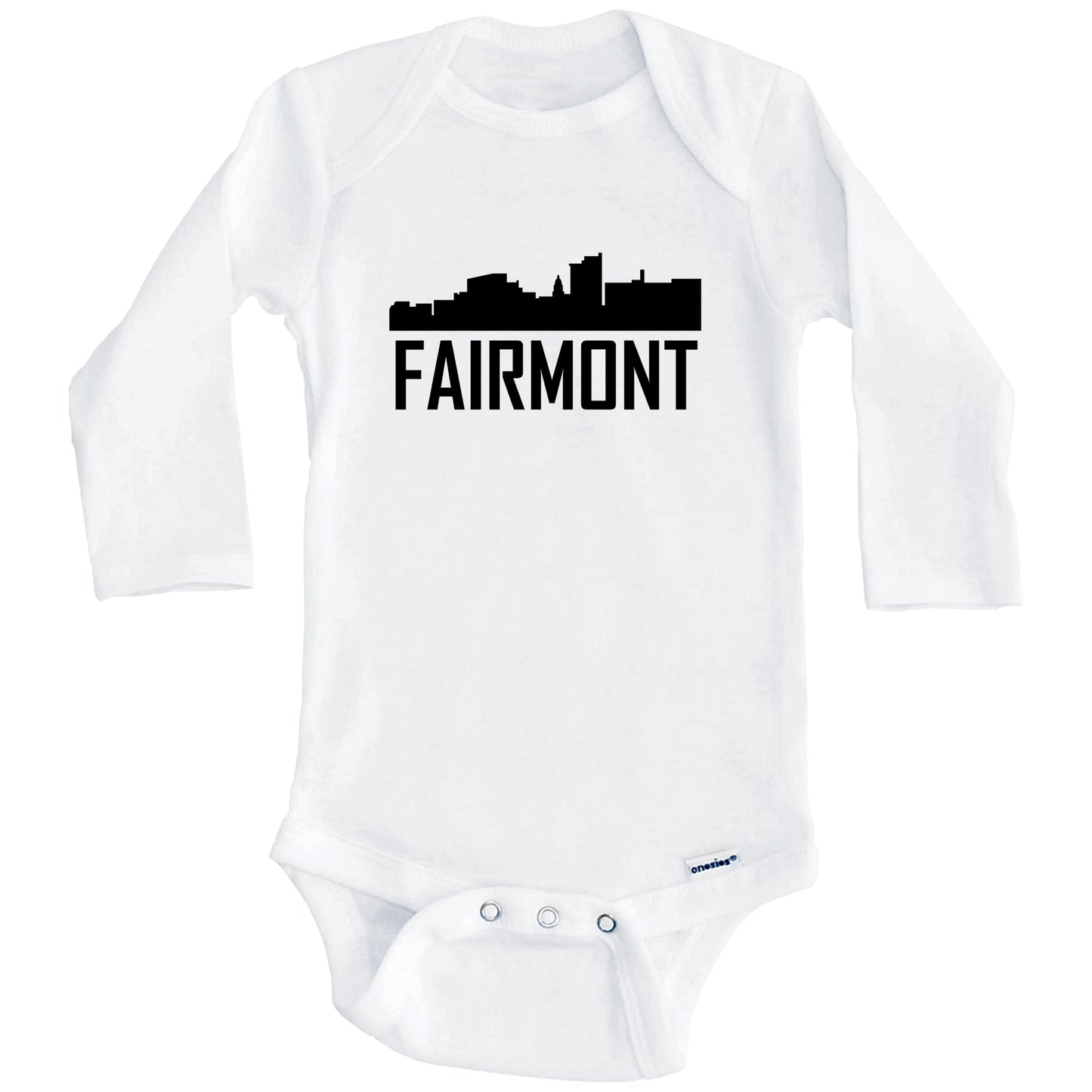 Fairmont West Virginia Skyline Silhouette Baby Onesie (Long Sleeves)