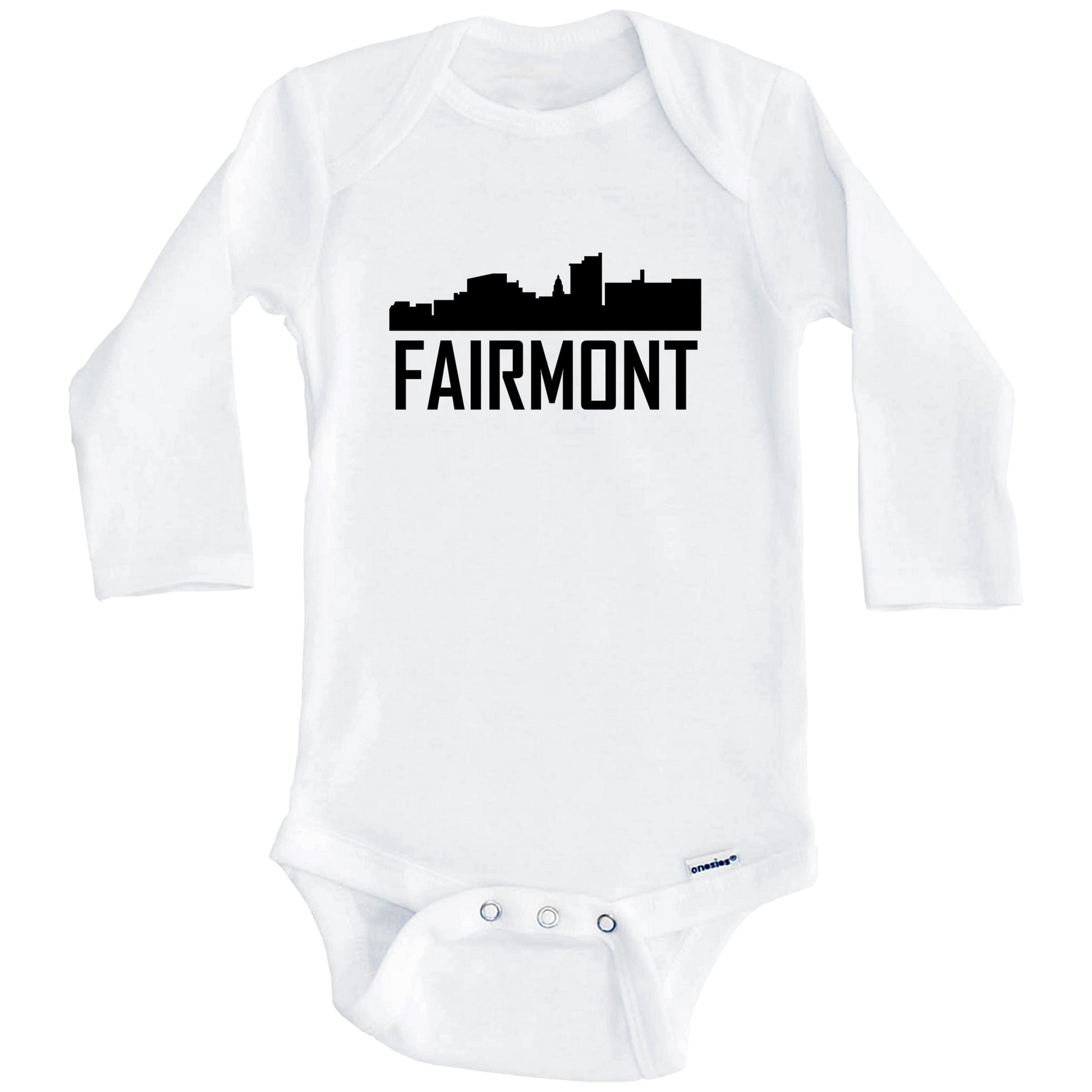 Fairmont West Virginia Skyline Silhouette Baby Onesie (Long Sleeves)