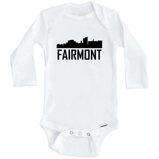 Fairmont West Virginia Skyline Silhouette Baby Onesie (Long Sleeves)