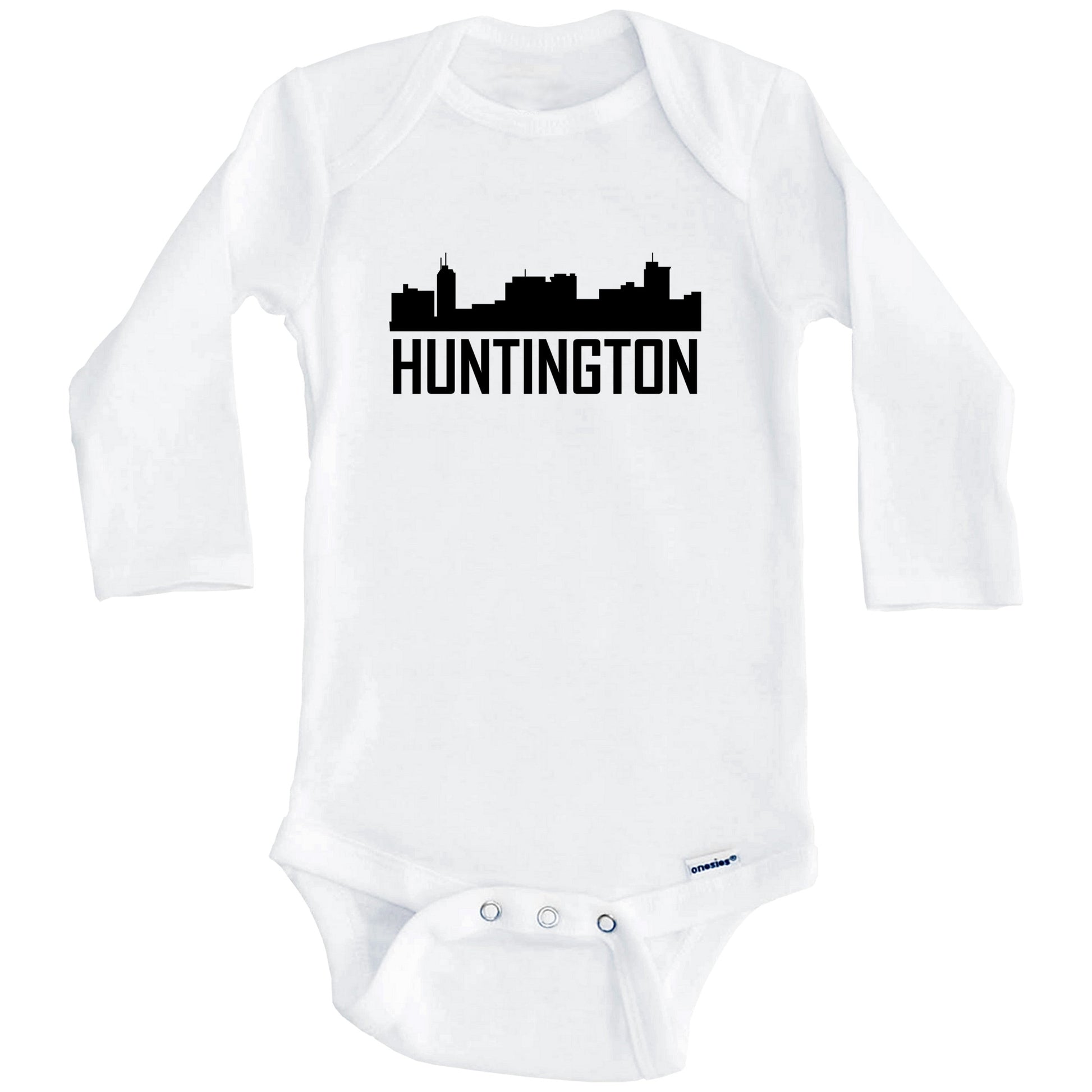 Huntington West Virginia Skyline Silhouette Baby Onesie (Long Sleeves)