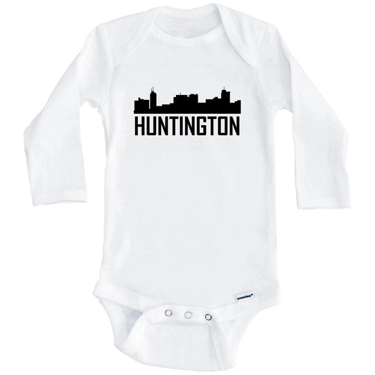 Huntington West Virginia Skyline Silhouette Baby Onesie (Long Sleeves)