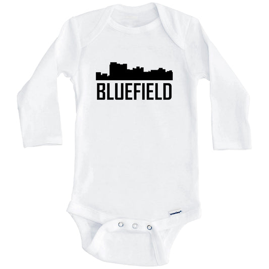 Bluefield West Virginia Skyline Silhouette Baby Onesie (Long Sleeves)